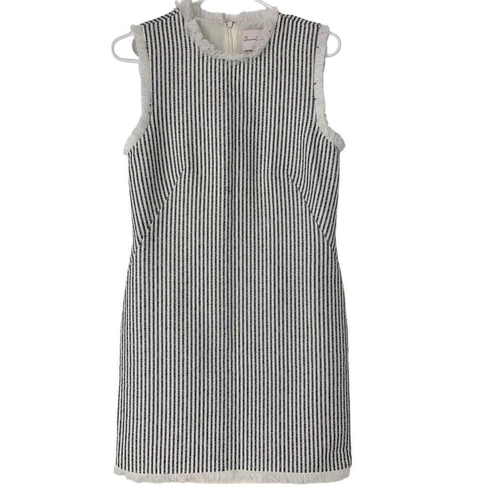 Womens Charles Henry Size SP Sleeveless Sheath Stripe Fringe Dress 5208 New